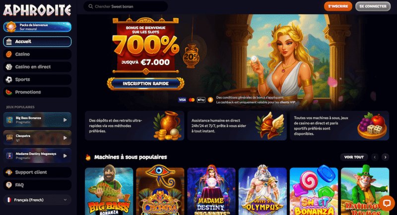 Découvrez Tous les Secrets de l'Aphrodite Casino pour les Joueurs Français